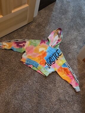 Justice Multicolor Tie-Dye Cropped Hoodie